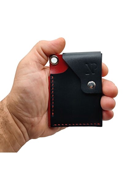 Natty Pell - Bicolor leather cardholder (black & red)