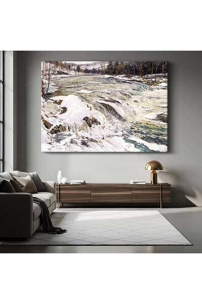 GülsenArt George Wesley Bellows Winter River Snowscape Pictură pe pânză Pictu...