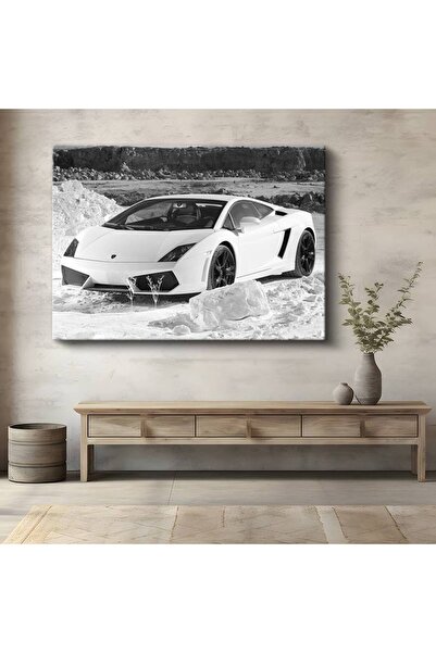 Generic Brand Lamborghini Gallardo Tablou pe pânză albă superioară, pictură a...