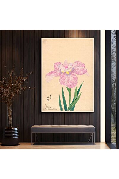 GülsenArt Ohara Koson Pembe İris Pictură pe pânză în stil japonez Pictură mur...