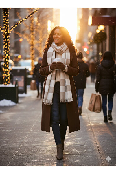 ARMİZA Eșarfă de iarnă din acril cu textura moale cu model în carouri.