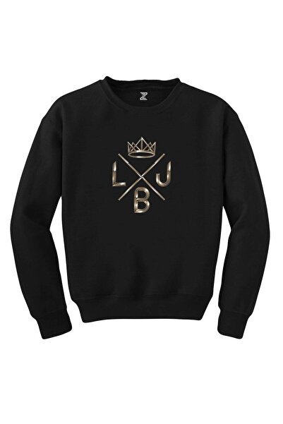 WAKHA سويت شيرت أسود بشعار ليبرون جيمس كينغ