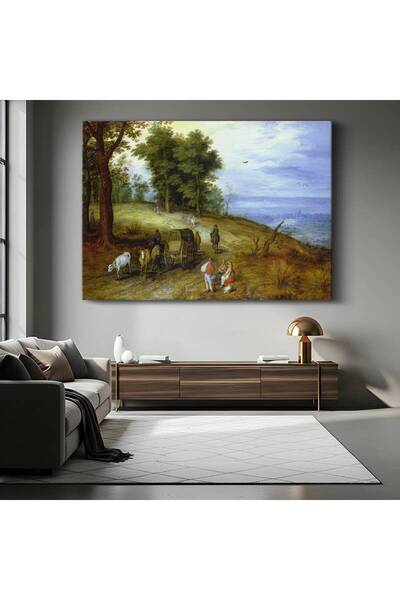 TosbArt Jan Brueghel Kırsal Yol Yolculuk Peyzaj Resmi Kanvas Tablo Sanat Tabl...