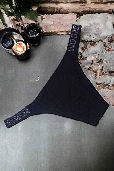 Nadom Kadın Brazilian Siyah Taşlı Rahat Yumuşak Külot