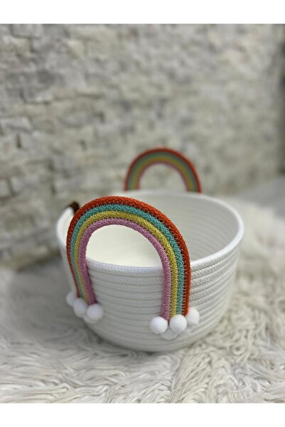 SARDA Gökkuşağı detaylı çok amaçlı sepet - çap 25 - yükseklik 13 cm