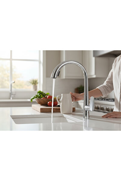 İSAOĞLU YAPI نظام تمديد صنبور المطبخ الحلزوني، تركيبات حوض المطبخ، حلزون مخفي، لون مقاوم للتكلس