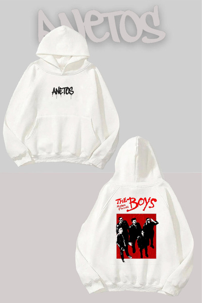 Anetos The Boys Back cu imprimeu Alb cu glugă Swea tricou