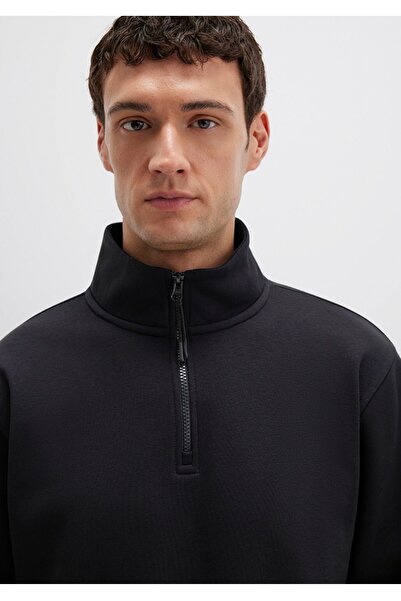 Mavi Half-Zip Mock Neck Loose Fit Basic Sweatshirt