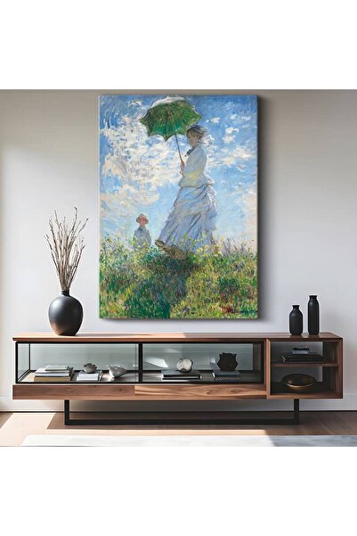 TosbArt Claude Monet Şemsiyeli Zarif Kadın Kanvas Tablo Sanat Tablosu Ressam ...
