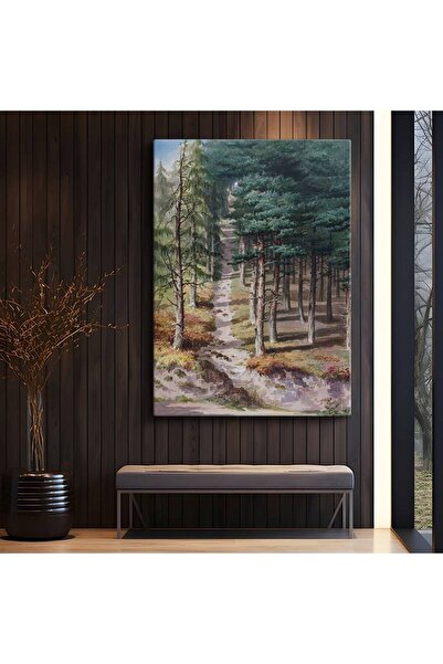 TosbArt Ivan Shishkin Yeşil Orman Doğa Patikası Kanvas Tablo Sanat Tablosu Re...