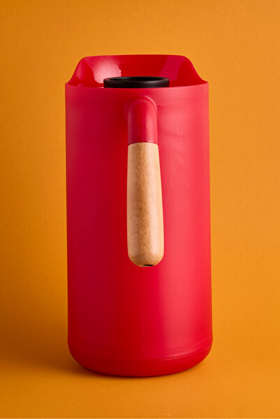 Perotti Lotus Nordic Bambu Saplı Cam Vakumlu Termos 1000 ml Kırmızı