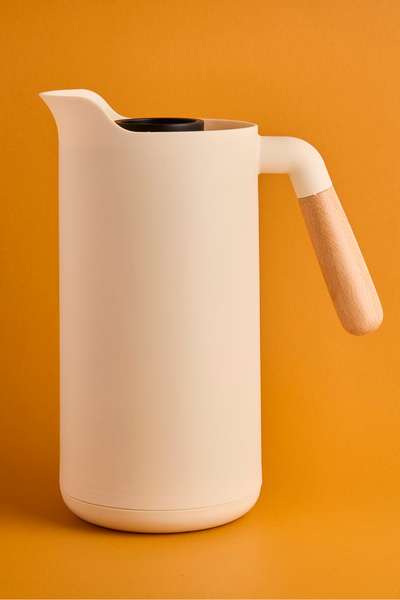 Perotti Lotus Nordic Bambu Saplı Cam Vakumlu Termos 1000 ml Krem