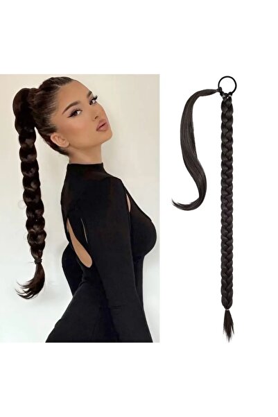 NATUREL peruk sıyah örgülü at kuyruğu