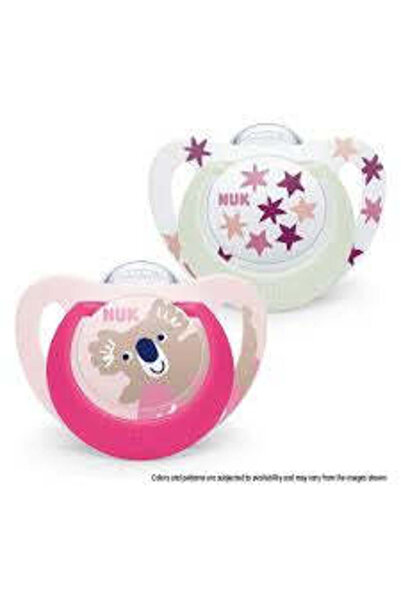 Nuk baby pacifier pink bear white 6-18 month 2 piece