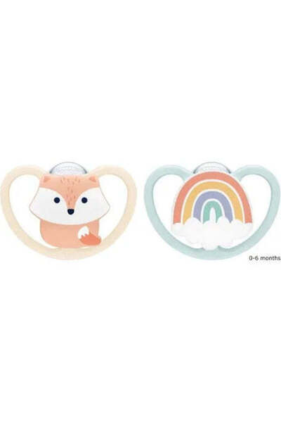 Nuk لهاية أطفال على شكل ثعلب قوس قزح من عمر 0 إلى 6 أشهر، قطعتين