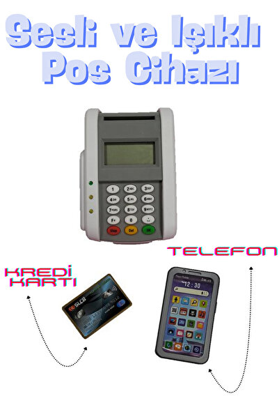 welcomein Oyuncak Sesli Işıklı Pos Makinesi Alışveriş Seti Kredi Kartı, Mobil...