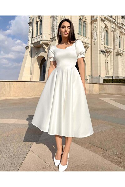 LARIETTE Elegant white dress for party, civil wedding