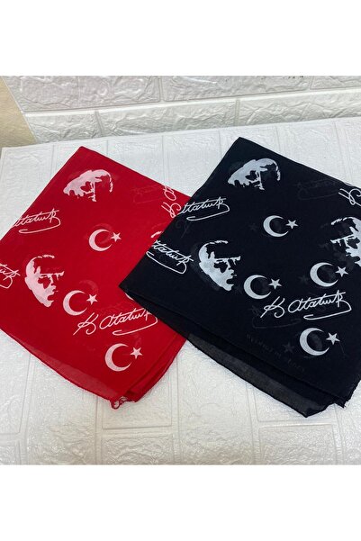 sema aksesuar 10 November 2 Pieces Unisex Scarves with Atatürk's Signature and Image - Official Ceremony April 23, October 29, May 19