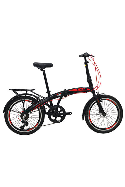 Belderia Camp Q5 20 Jant Katlanır Şehir Bisikleti 7 Vites Bagajlı Siyah Kırmızı