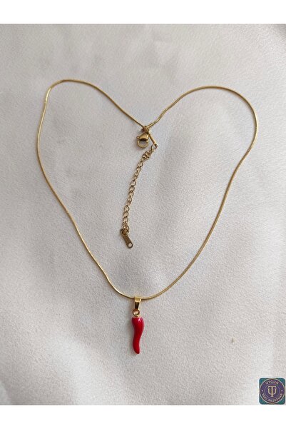 uyguntakıaksesuar Gold Zincir Kırmızı Biber Kolye – Nazar ve Şans Sembolü