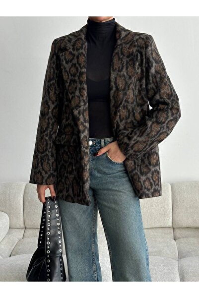 MUZY Leopar Desenli Blazer Ceket
