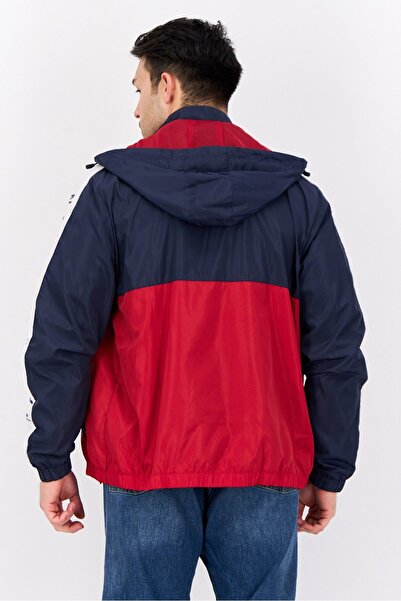Nautica Men Embroidered Logo Windbreaker Jacket, Navy/Red