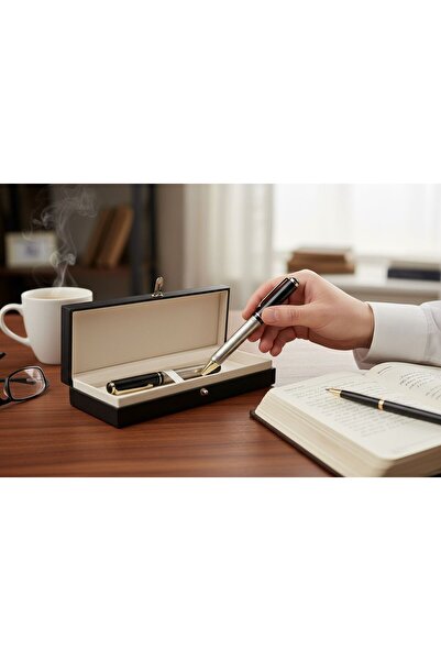 mykhediyevesanatatölyesi Kalem Seti Deri Kutulu Lüx Hediye Öğretmen Müdür İşy...