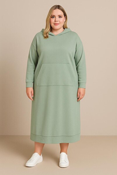 MAY MARA Plus Size 3 Yarn Dress with Pockets and Hood