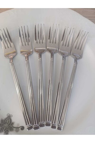 Yüsra Shop 6 Yüsra Model Dessert Forks (Stainless Steel) Are Suitable for Daily Use.