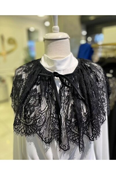 PL Siyah güpür tül yakalık