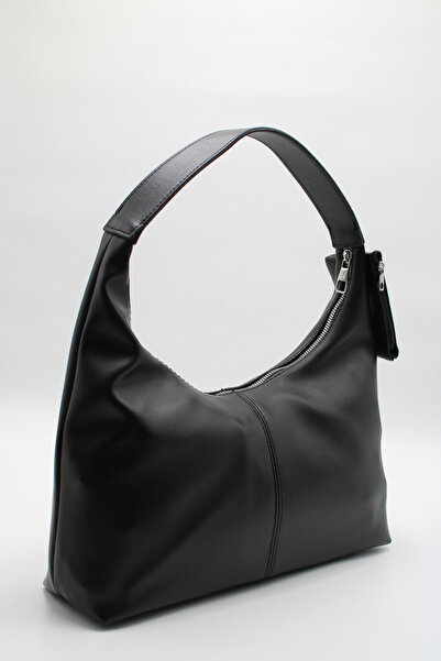 LASSO Poșetă neagră pentru femei, cu fermoar, căptușită, din piele artificial...