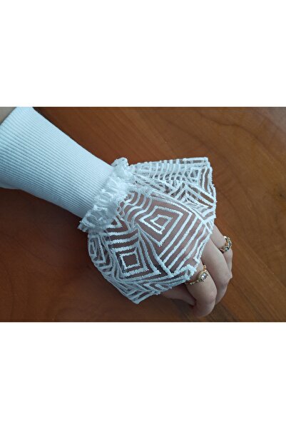 PL Beyaz düz geometrik desen kolluk