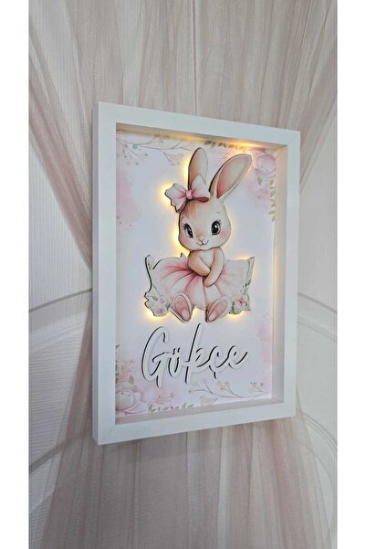 s'he design organizasyon 30x40 BÜYÜK BOY LEDLİ AHŞAP OBJELİ KAPI SÜSÜ / BEBEK...