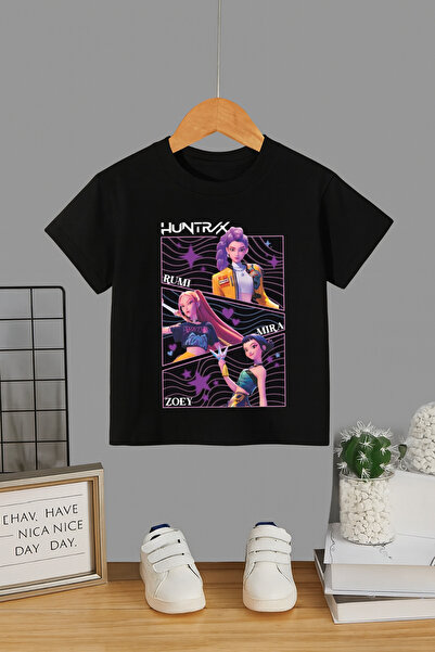 MECH BUTİK Tricou unisex Demon Hunter Huntrix cu imprimeu, alb-negru