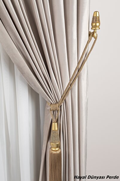 Hayal Dünyası Özel Yapım Perde Toplayıcı Taşlı Ahşap Renso Braçol Takım