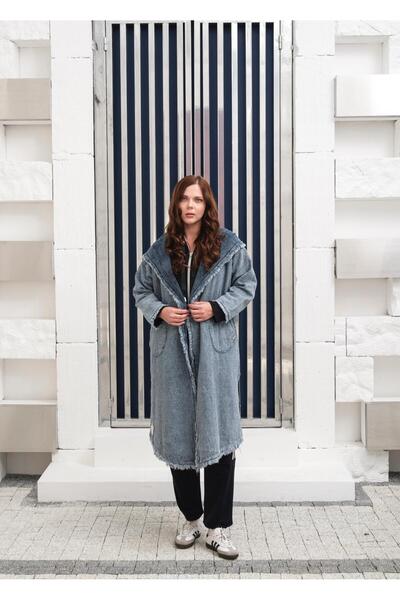 SEEMORE TEKSTİL Kapüşonlu Oversize Kot Kap