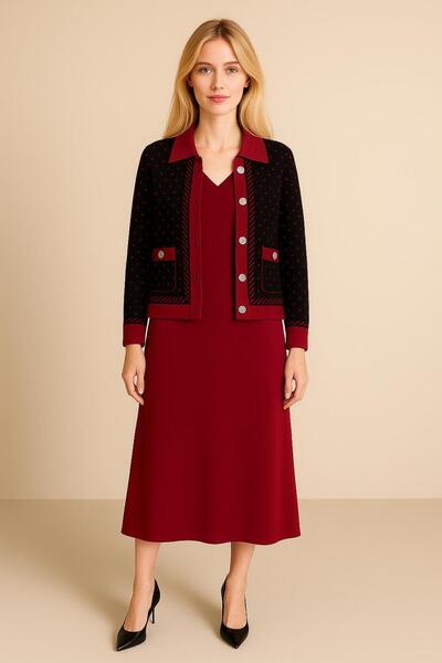 MAY MARA SET DE 2 PIECE TRICOTAT CU JACHETĂ ȘI ROCHIE