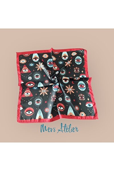 Mevi Atelier وشاح باندانا متعدد الألوان بنمط العين 50 × 50