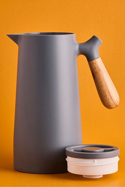 Perotti Niva Nordic Bamboo Handle Glass Vacuum Thermos 1000 ml Gray