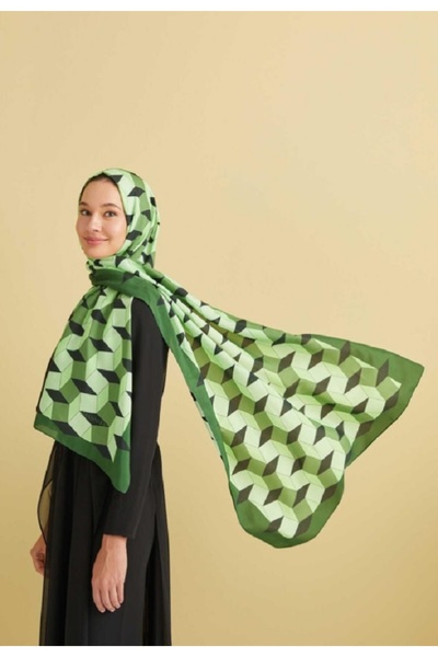 Imannoor Zigzag Floş Viskon Şal 231-4027 - Yeşil