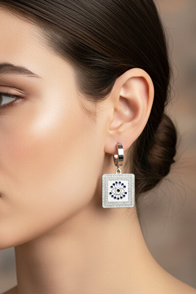 Modacaprea أقراط نسائية من الفولاذ على شكل عين الحسد I أقراط نسائية من الفولا...