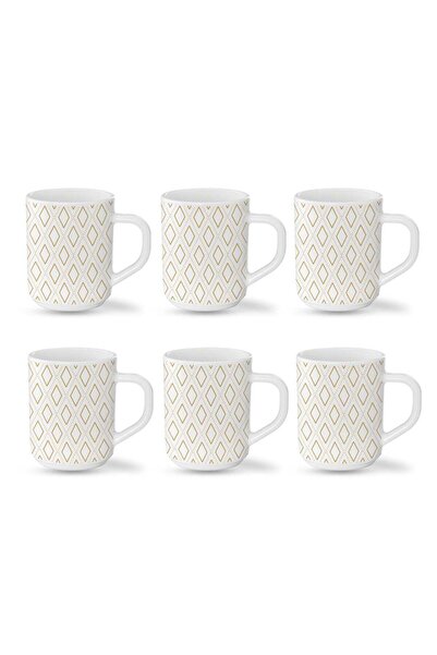 007 طقم أكواب شاي وقهوة من بريتيش شيف أنجل جولد، مكون من 6 قطع، أوبال وير بلا...