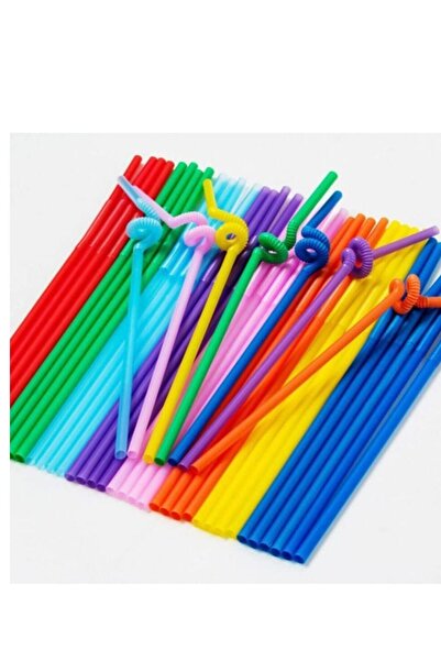 Generic Falconpack Disposable Flexible Plastic Drinking Straw Flex Wrap Mixed Color 6X26CM 100pc
