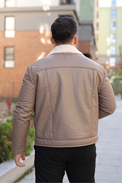 MODAEMAS ΑΝΔΡΙΚΟ ΔΕΡΜΑΤΙΝΟ ΠΑΛΤΟ ΜΕ ΛΕΠΤΟΜΕΡΗ ΛΕΠΤΟΜΕΡΗΣΙΑ ΣΤΟ ΛΟΥΡΙ