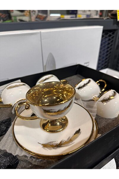 LİLA HOME Gold Cup Set with Bird Wing Symbol Inside
