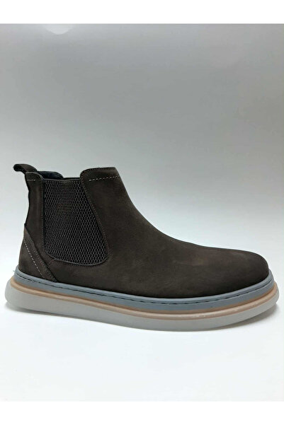 Bulldozer Genuine Leather Nubuck Transparent Sole Chelsea Model Brown Winter Men's Boots