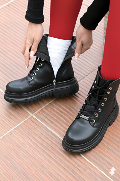 FAYMAZ Su Geçirmez Kürklü Dikişli Ortopedik Kauçuk Taban Garantili Kışlık Fermuarlı Bot iarnă