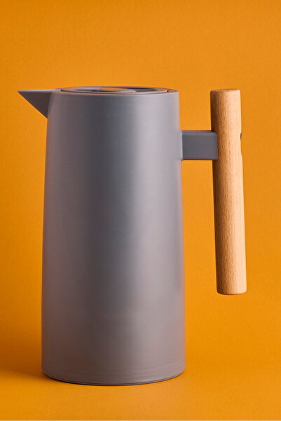 Perotti Begonia Nordic Bamboo Handle Glass Vacuum Thermos 1000 ml Gray