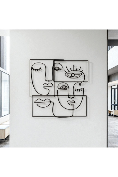 STE Soyut Yüz Metal Duvar Dekoru – Modern Minimalist Sanat Tablosu Ev Ofis Dekoru