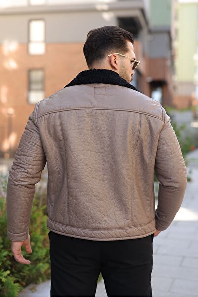 MODAEMAS ΑΝΔΡΙΚΟ ΔΕΡΜΑΤΙΝΟ ΠΑΛΤΟ ΜΕ ΛΕΠΤΟΜΕΡΗ ΛΕΠΤΟΜΕΡΗΣΙΑ ΑΠΟ ΤΟΥΡΜΠΟΛΕΣ ΣΤΟ ΛΟΥΡΙ